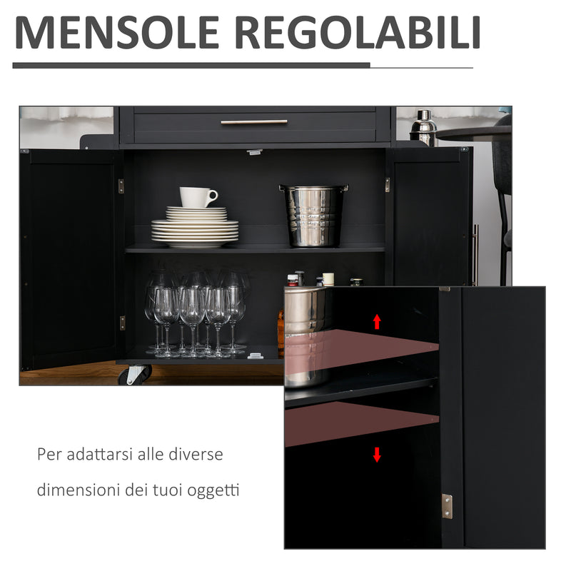 Carrello da Cucina 109x40x89 cm in Legno Nero-6