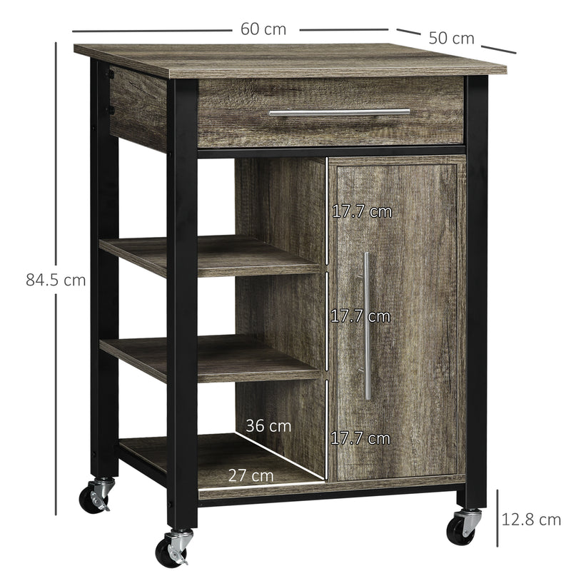 Carrello da Cucina 60x50x84,5 cm in Legno Truciolato Marrone-3