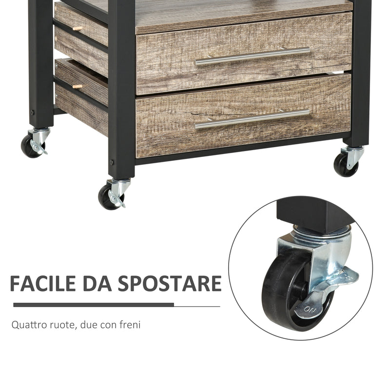 Carrello da Cucina 60x50x84,5 cm in Legno Truciolato Marrone-5