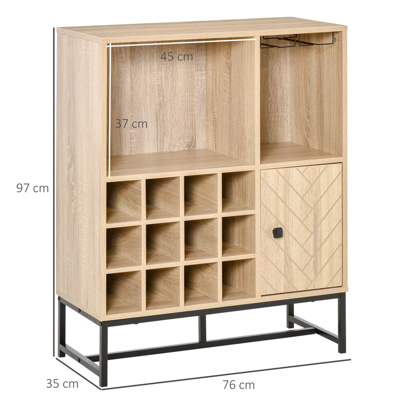 Credenza con Portabottiglie 76x35x97 cm in Legno Rovere-3