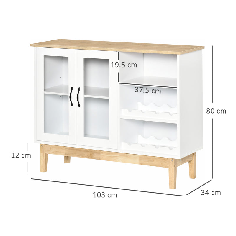 Credenza con Cantinetta 3 Ripiani 103x34x80 cm in MDF e Truciolato Bianco-3