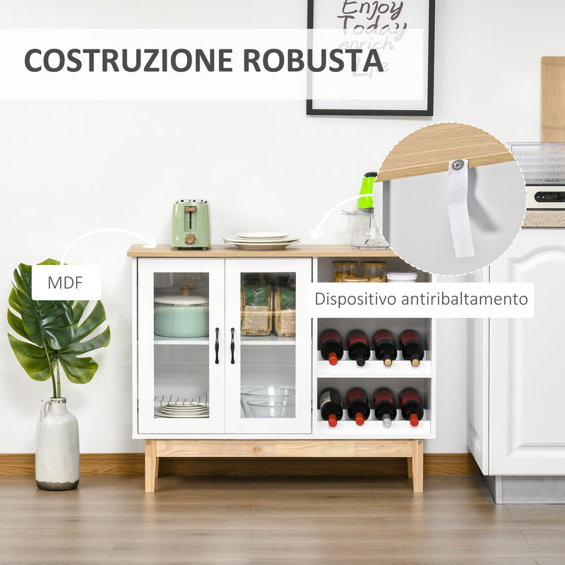 Credenza con Cantinetta 3 Ripiani 103x34x80 cm in MDF e Truciolato Bianco-7