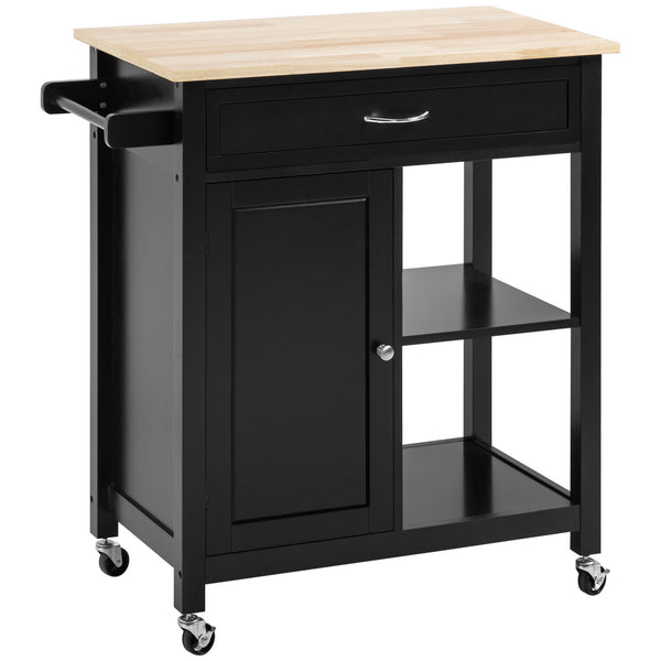 prezzo Küchenwagen 83 x 45 x 88 cm 1 Schublade 1 Schrank 2 Regale aus MDF und schwarzem Stahl