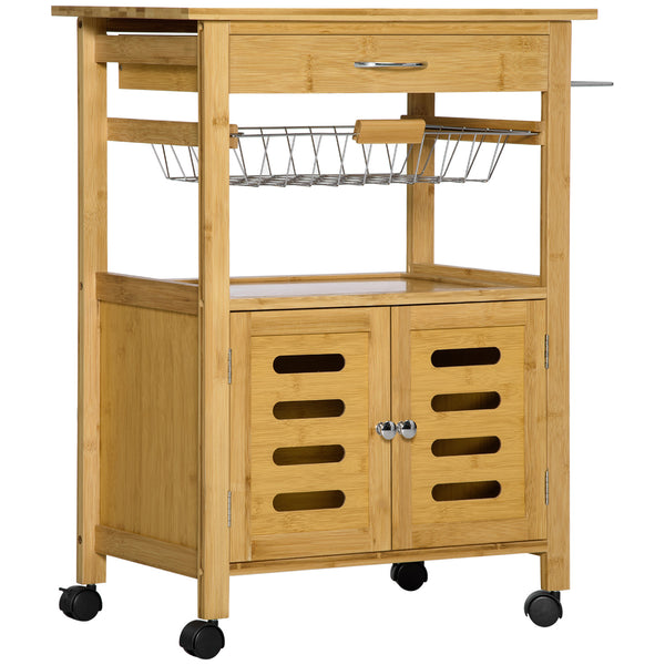 prezzo Küchenwagen mit Schublade 66x36x79 cm Holzschrank und Korb