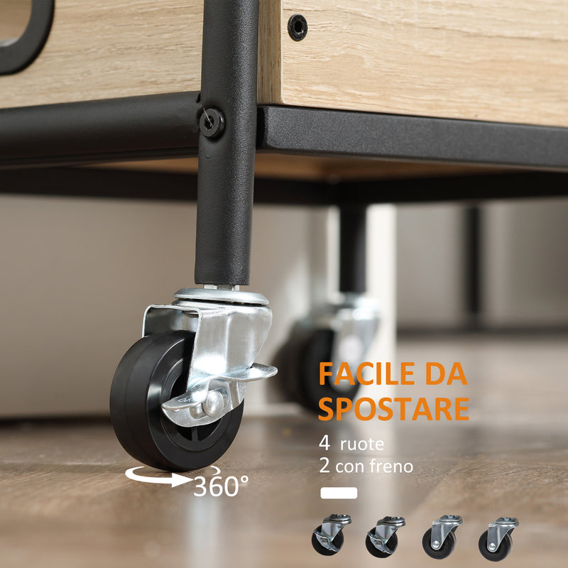 Carrello da Cucina 4 Livelli 45x35x79,5 cm con Cassetto e Vassoi Portavivande  in Legno e Acciaio-7