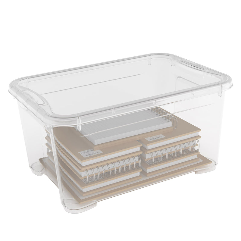 Set 5 Contenitori Rettangolari 55x39x28 cm in Plastica Keter T Box L Trasparente-4