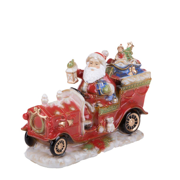 prezzo Statuina Babbo Natale con Auto e Doni 34 cm in Porcellana