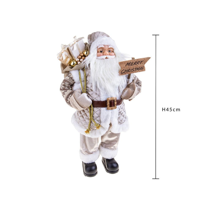 Pupazzo Babbo Natale con Bastone 45 cm in Tessuto e Plastica-2