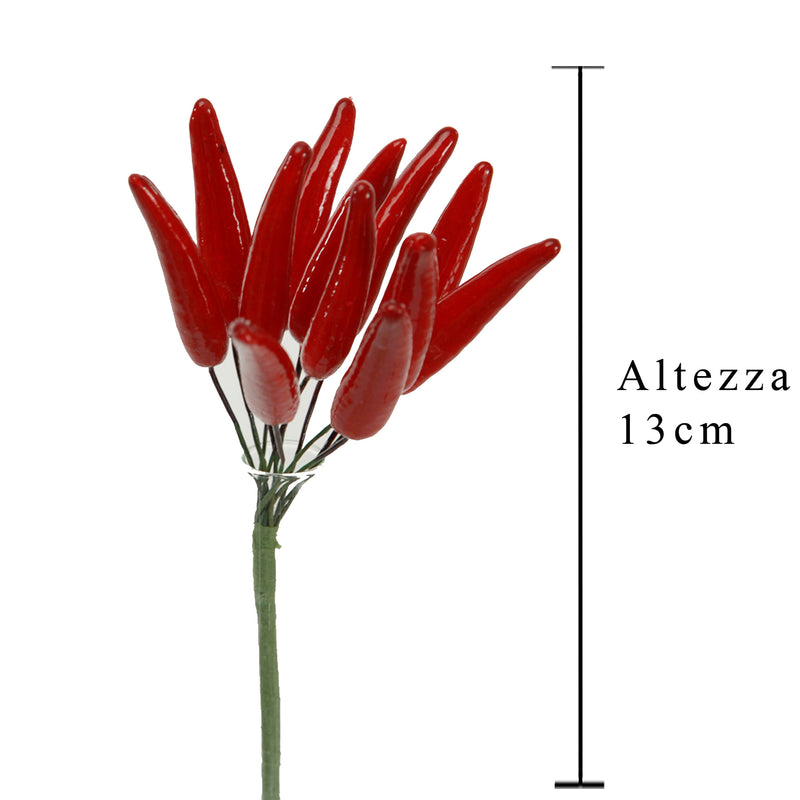 6 Peperoncini Artificiali 12 Pezzi Altezza 14,5 cm Rosso-2