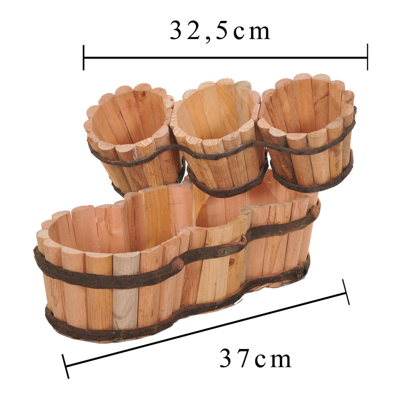 Set di 2 Tris di Vasi in Legno Larghezza37 cm-2