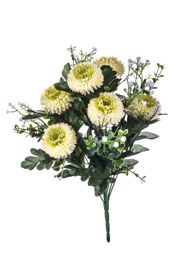 Set 4 künstliche Blumensträuße aus Aster Pon Pon Höhe 42 cm Weiß prezzo