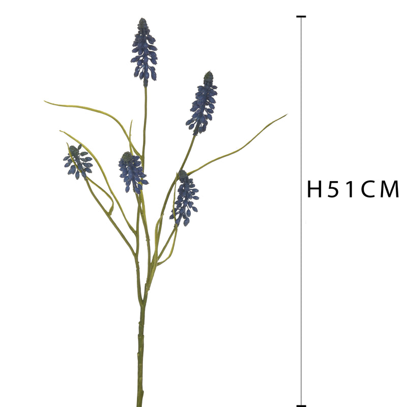 4 Rami Artificiali di Muscari Altezza 51 cm Blu-2