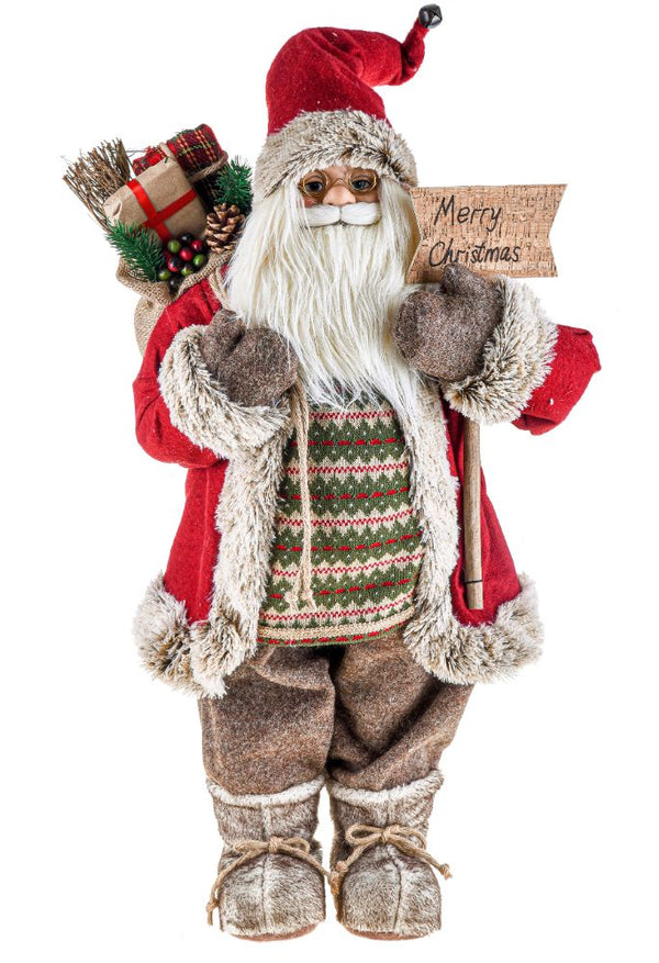 Pupazzo Babbo Natale Merry Christmas 80 cm in Tessuto e Resina online