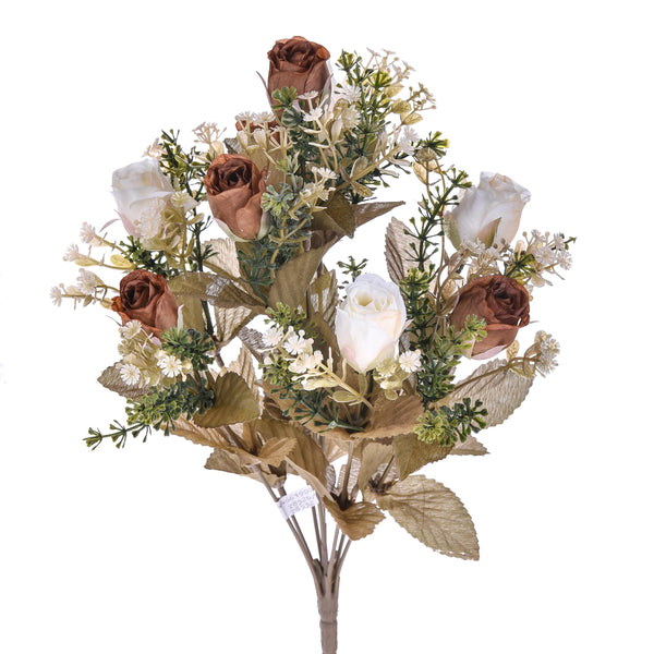 Set mit 4 künstlichen Blumensträußen mit 9 romantischen Rosenknospen Höhe 40 cm prezzo