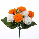 2 Bouquet Artificiali di Rose e Garofani Altezza 32 cm Arancio-1