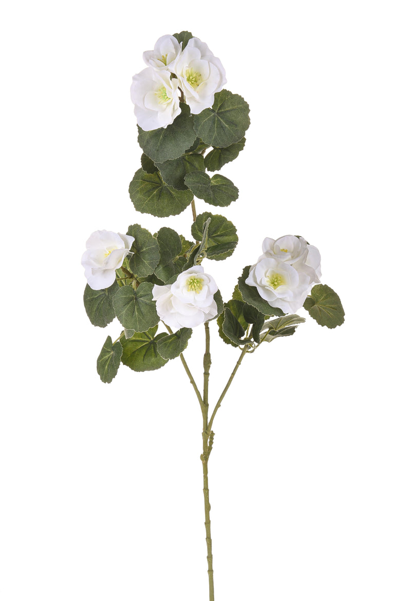 2 Rami Artificiali di Begonia con Fiori Altezza 77 cm Bianco-1