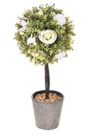 Rose Artificiali su Topiary Altezza 27,5 cm Bianco-1