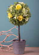 Rose Artificiali su Topiary Altezza 27,5 cm Giallo-3