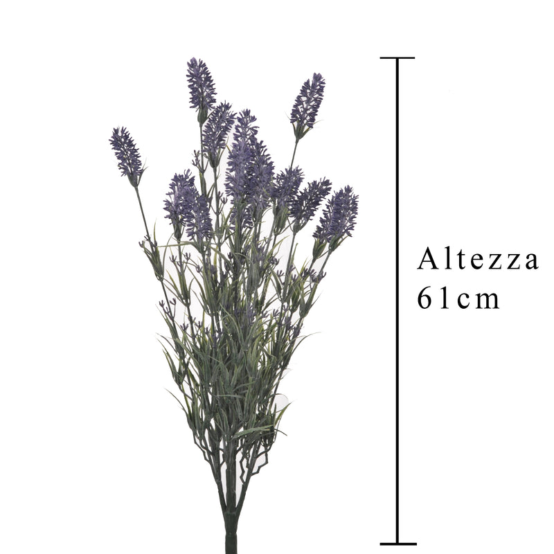 2 Lavanda Artificiale con 15 Fiori Altezza 61 cm Viola-2