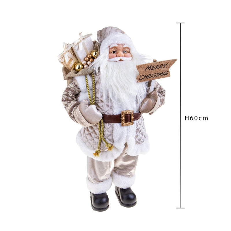 Pupazzo Babbo Natale con Sacco e Doni 60 cm in Tessuto e Plastica-2