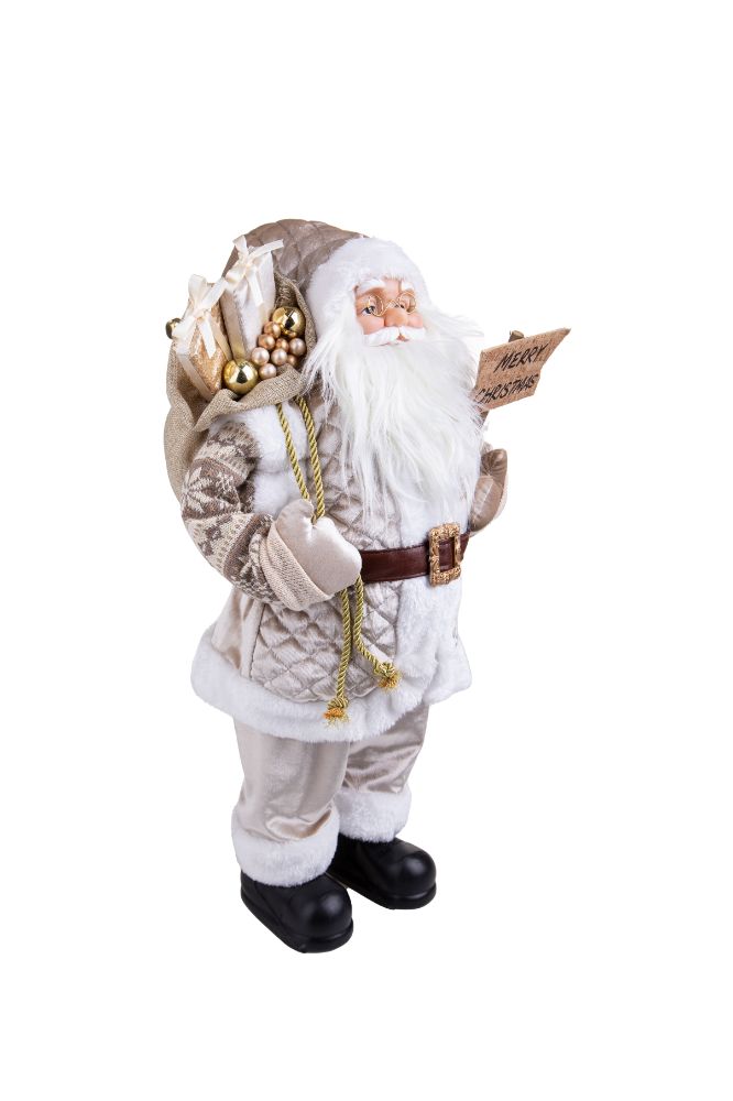 Pupazzo Babbo Natale con Sacco e Doni 60 cm in Tessuto e Plastica-3