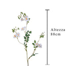 2 Rami Artificiali di Mini Rosa Altezza 88 cm Bianco-2