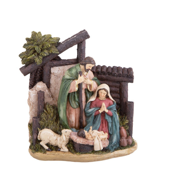 acquista Set 2 Statuine Natalizie Natività con Palma 16 cm in Resina