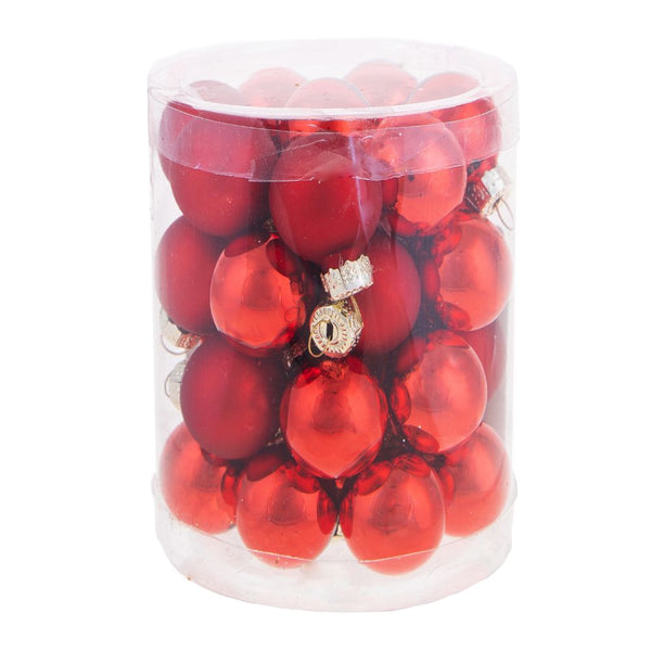 acquista Set 24 Palle di Natale da Appendere Ø 4 cm in Vetro Rosso