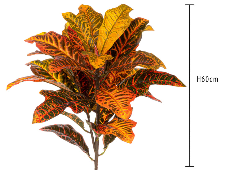 Croton Pianta Artificiale Altezza 60 cm Arancio-2