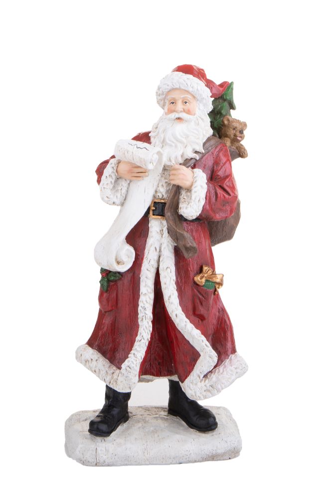 Statuina Babbo Natale con Pergamena 33,5 cm in Resina-1