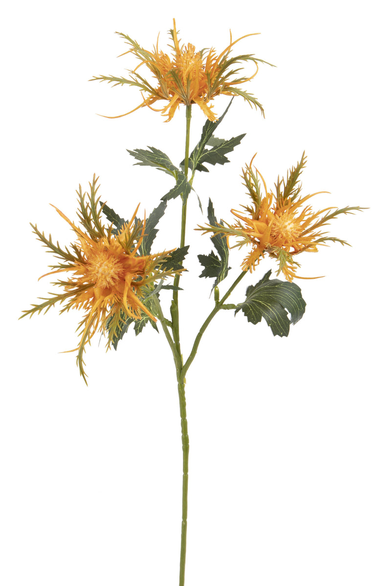 3 Piante Artificiali di Cartamus Composta da 3 Fiori Altezza 67 cm Arancio-1