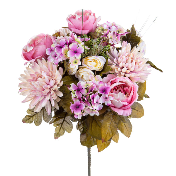 sconto Künstlicher Blumenstrauß aus Rosen und Dahlien Höhe 34 cm Lila