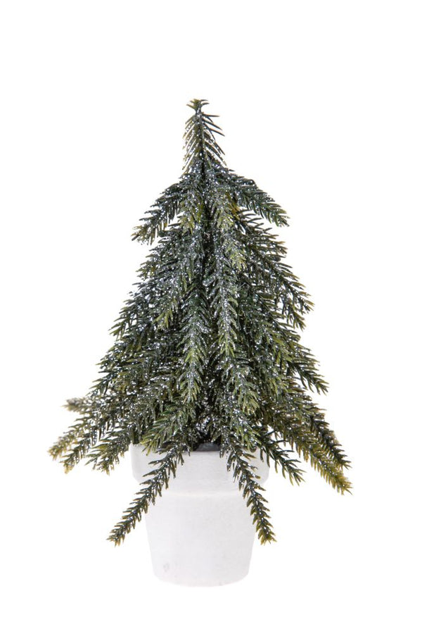 Set 6 Mini Albero Decorativo con Glitter 19 cm Abete Verde online