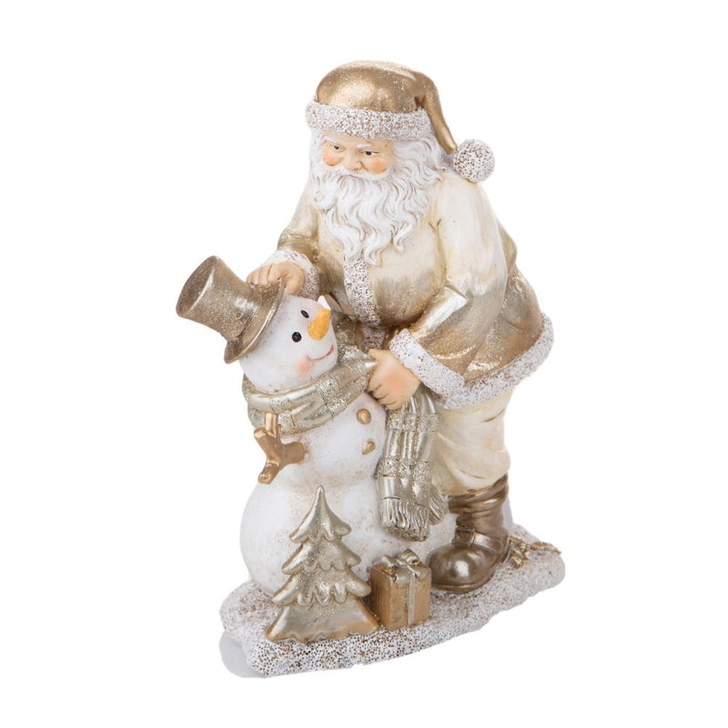 Statuina Babbo Natale con Pupazzo Neve 18,5 cm in Resina-2