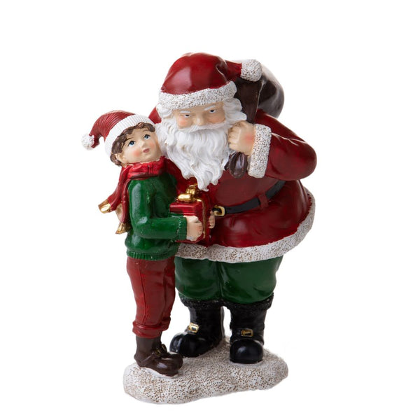 Statuina Babbo Natale con Bambino 18 cm in Resina prezzo