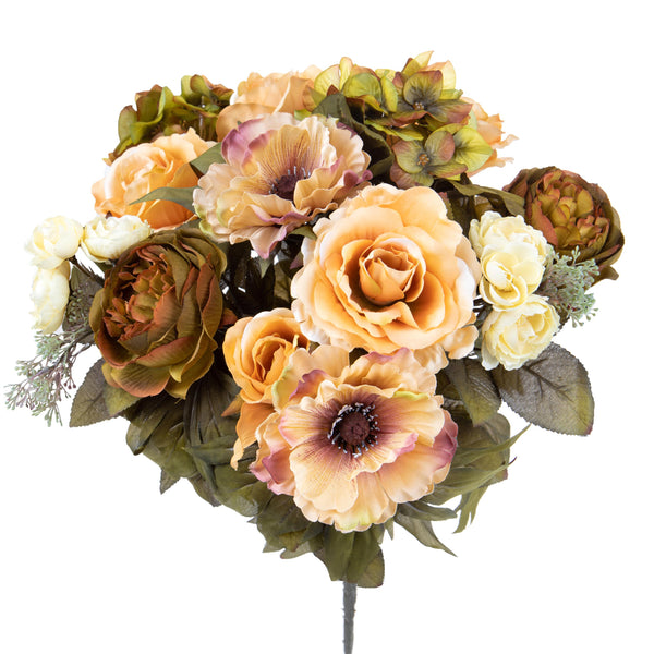 Künstlicher Blumenstrauß aus Rosen und Hortensien Höhe 34 cm Braun prezzo