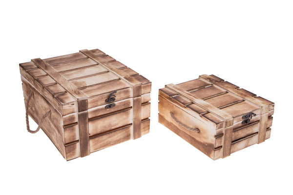 2er Set Holztruhe Breite 32 cm Braun sconto