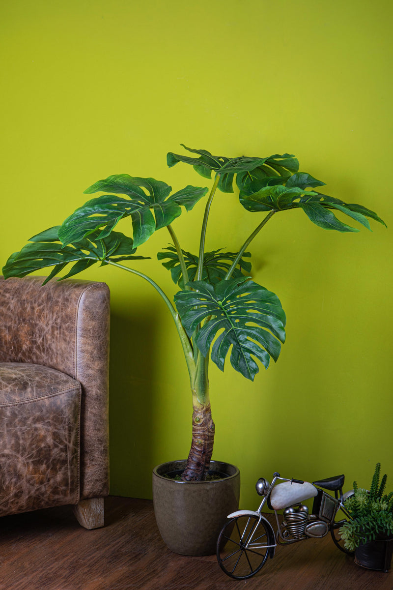 Monstera Artificiale con Vaso Altezza 110 cm Verde-4