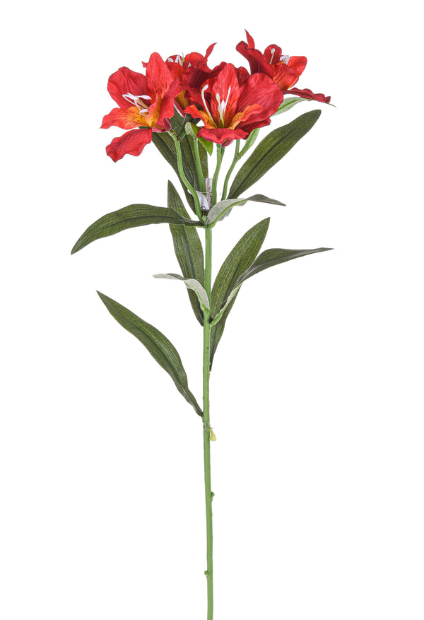 sconto Set mit 8 künstlichen Alstromeria-Blumen aus Kunststoff, Höhe 62 cm, rot