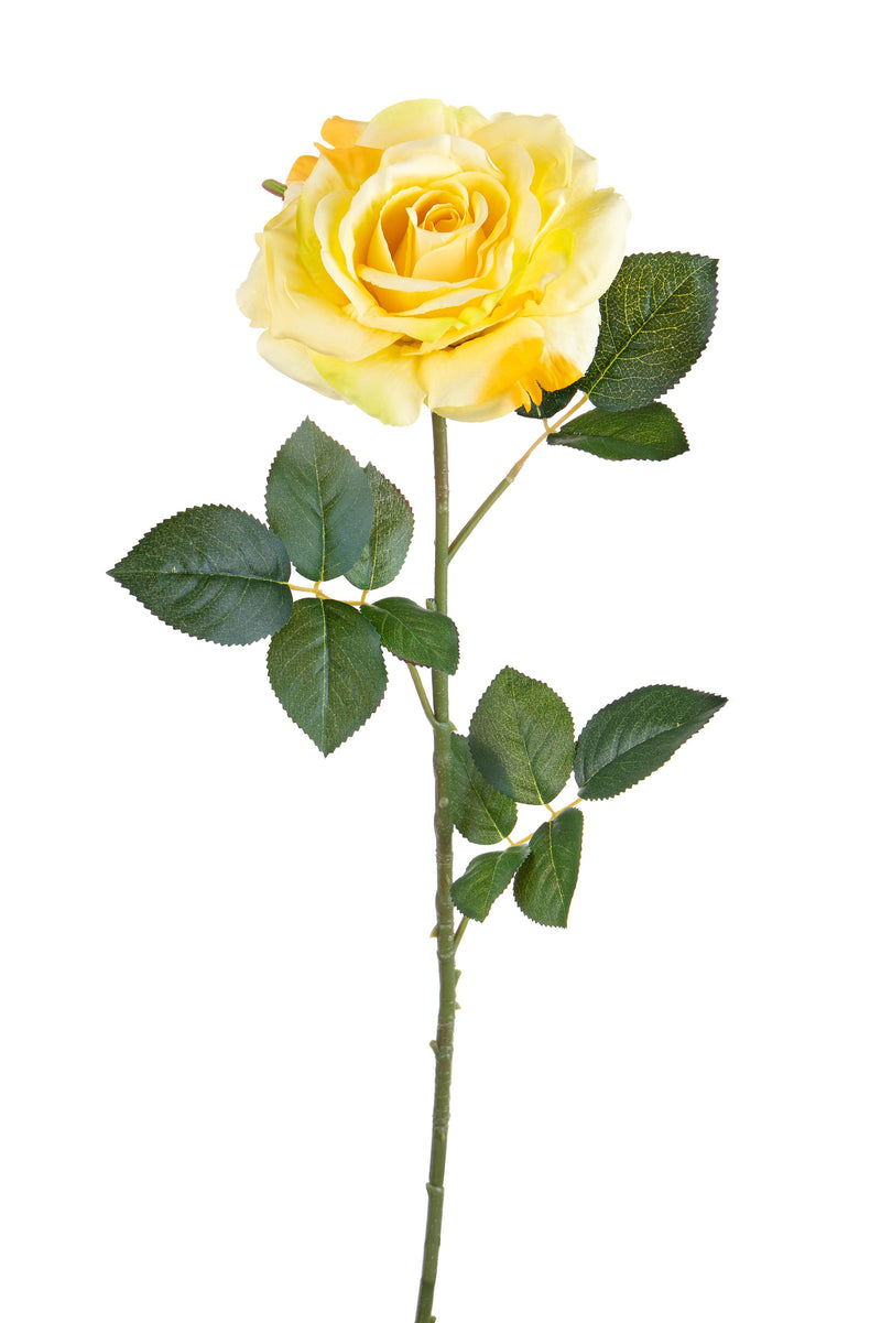 3 Rose Artificiali Aperta Altezza 65 cm Giallo-1