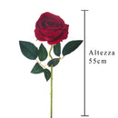 6 Rose Artificiali Velvet Singola Altezza 55 cm Rosso-2