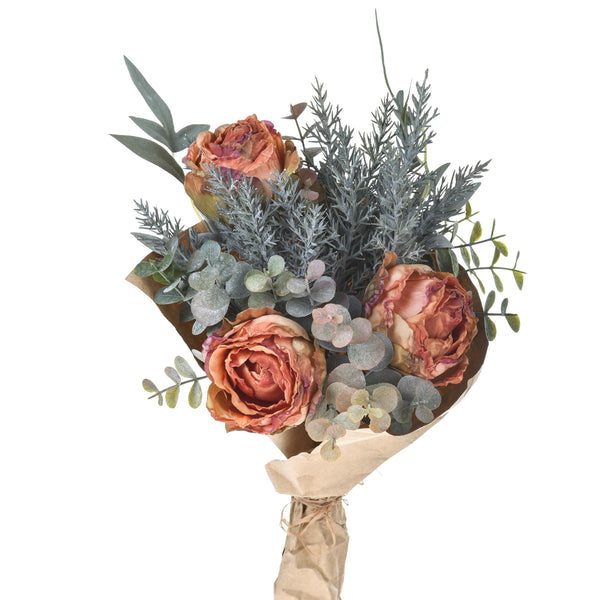 Set 4 Romantischer Kunststrauß mit Rosen Höhe 30 cm Orange acquista