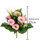 2 Bouquet Artificiali di Lisiantus Altezza 32 cm Rosa-2