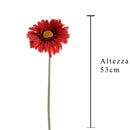 6 Fiori Artificiali di Gerbera Altezza 53 cm Rosso-2