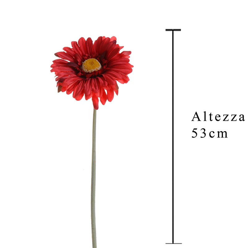 6 Fiori Artificiali di Gerbera Altezza 53 cm Rosso-2