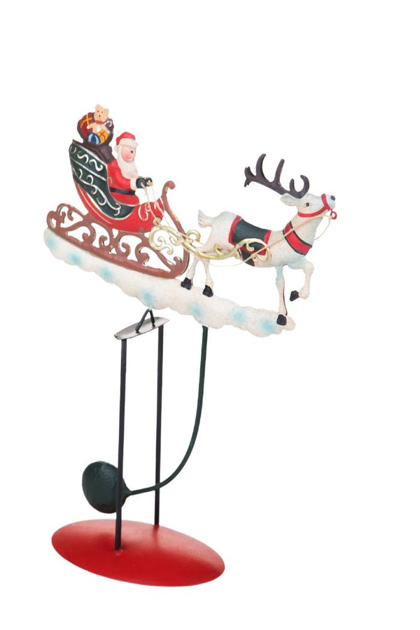 sconto Statuina Babbo Natale con Slitta 32 cm in Metallo