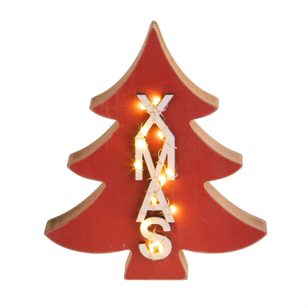 Set 2 Mini Albero di Natale Decorativo con Led Xmas 18 cm Rosso acquista