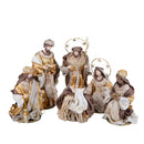 Set 6 Statuine Natalizie Natività 40 cm in Tessuto e Resina Oro-1