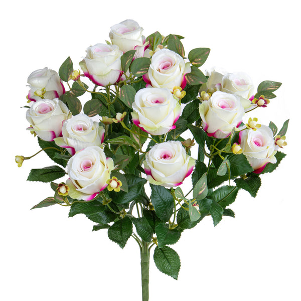 sconto Künstlicher Rosenknospen-/Hiperycum-Strauß für 13 beige Blumen