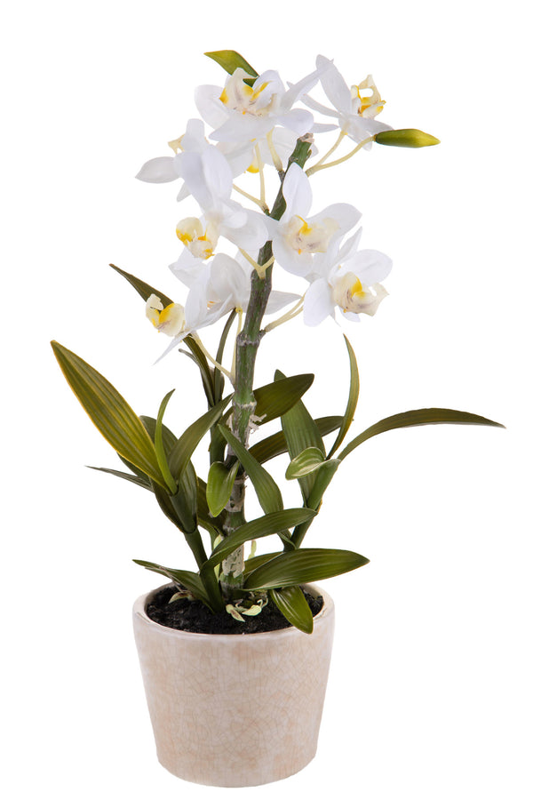 acquista Künstliche Orchidee mit Topfhöhe 43 cm weiß